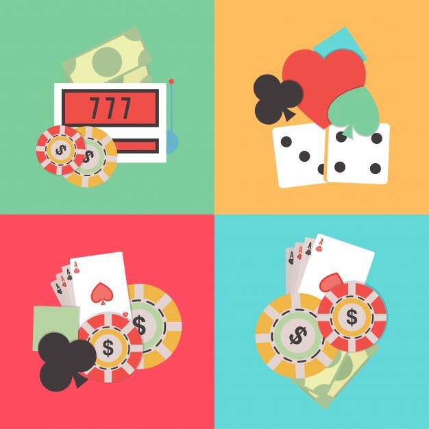 illustration jeux de casino cartes dés jetons billets